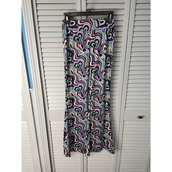 Shein reflective allover print flare leg pants & flutter sleeve crop top medium - Picture 9 of 12